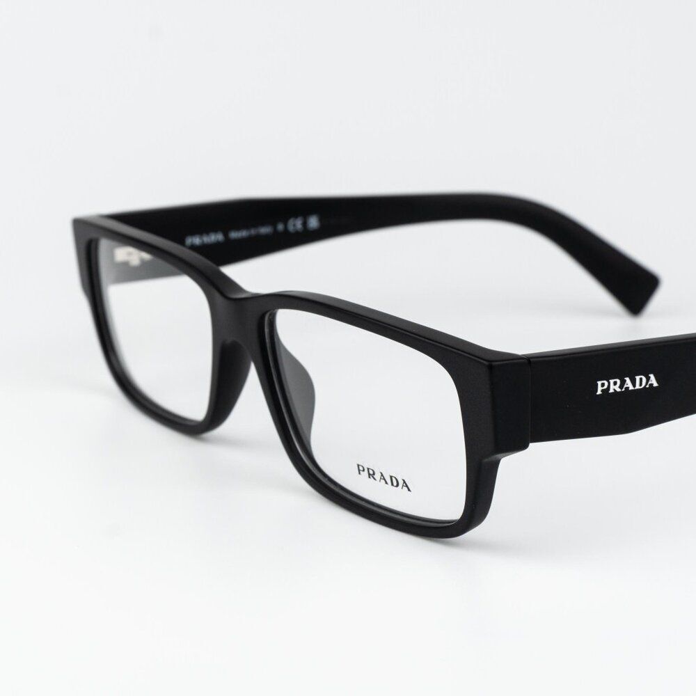 Prada Women Eyeglasses Matte Black Rectangle PRB09V 12P1O1 NEW AUTHENTIC - Picture 7 of 12